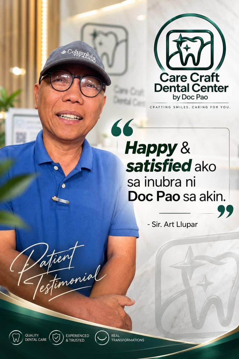Patient testimonial from Sir Art Llupar: Happy and satisfied ako sa inubra ni Doc Pao sa akin.